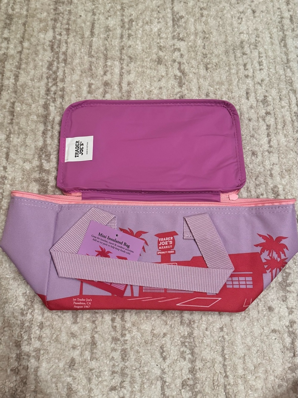 Trader Joe's Pink & Lavender Mini Insulated bag